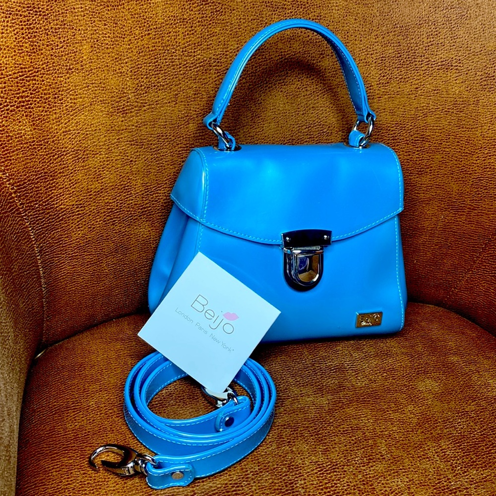 Beijo Silver Hardware Blue Crossbody Bag